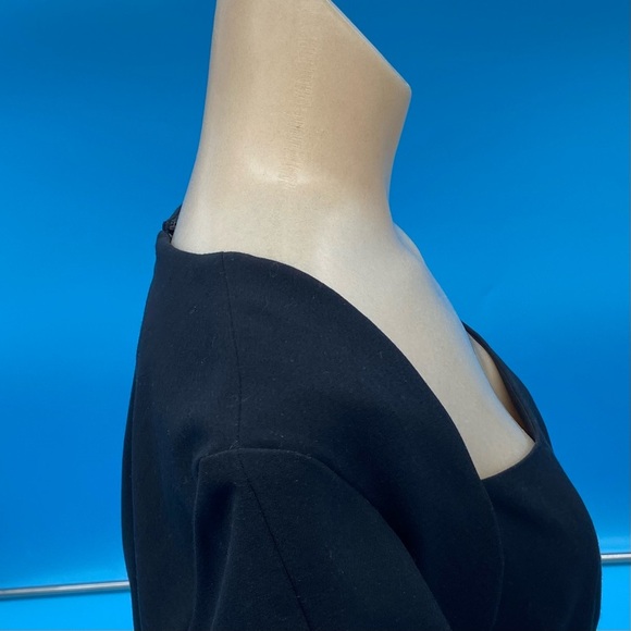 Evan Picone Black Midi Sheath Dress Square Neck Size 10 - Picture 5 of 12